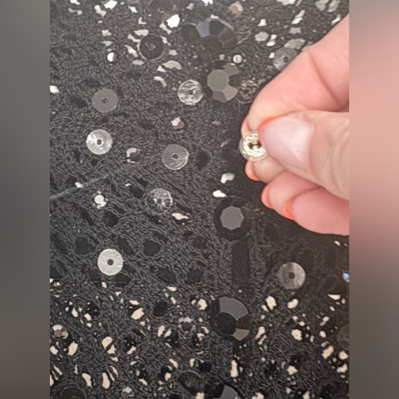 ST JOHN Evening Black Sheath Dress Size 8 Embellished Sequin Mock Neck - Picture 9 of 14